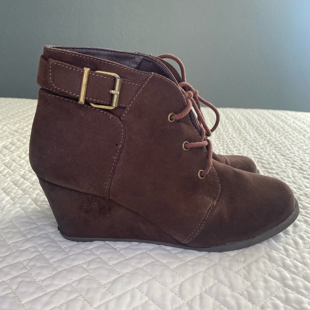 Chocolate Wedge Booties